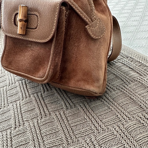 Authentic Gucci Mini Suede Bamboo Backpack - Picture 11 of 16